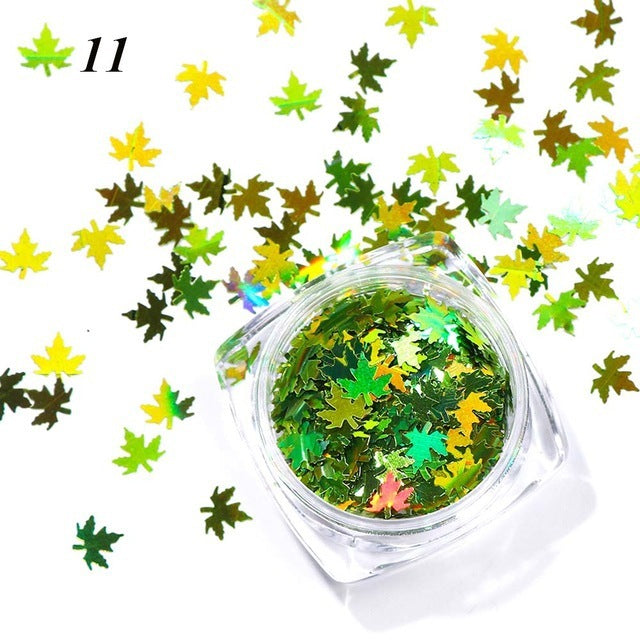 Gradient Maple Leaf Nail Sequins – Autumn Nail Art Decoration